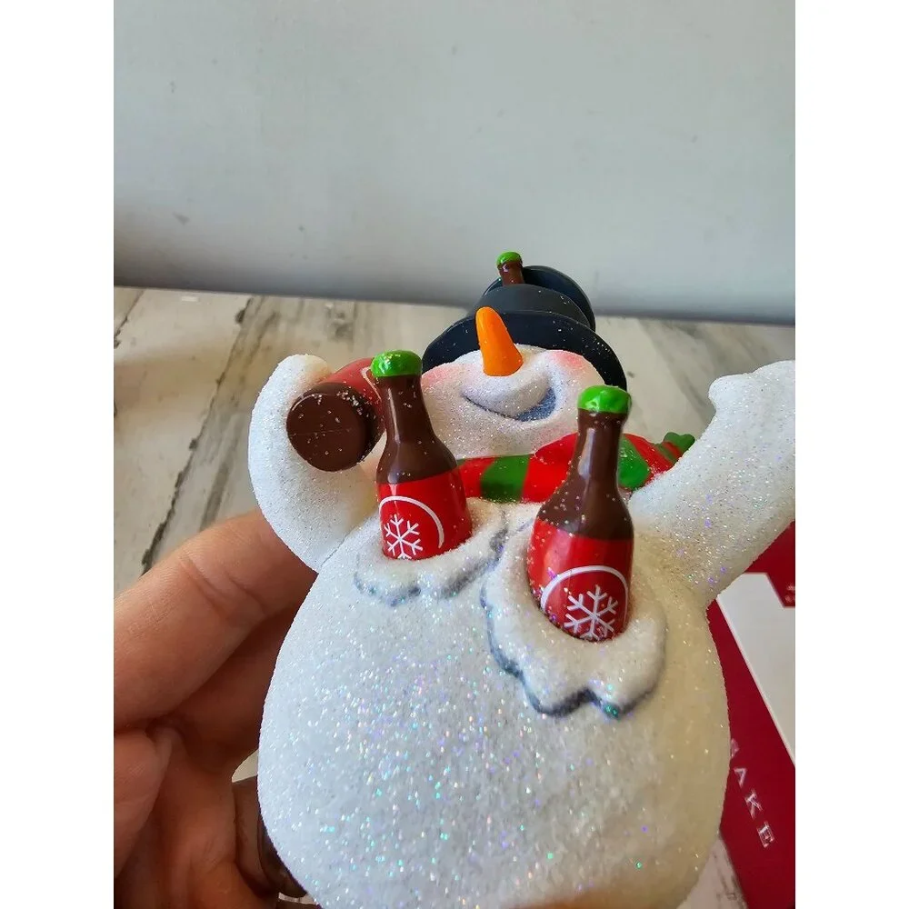 Hallmark jolly beer belly snowman ornament new‎ Xmas tree